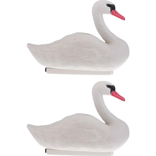 2pcs Swan Hunting Decoys Floating Goose Decoys Garden Decors Yard Scarer Highly Simulated 3D lifelike Hunting Decoy Ornament
