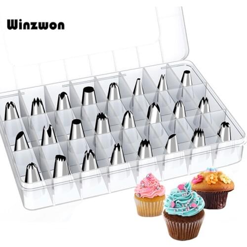 24Pcs Stainless Steel Icing Pastry Nozzles Piping Pastry Tools Cake Decorating Tools Tips Piping Set DIY Baking Tools For Cakes