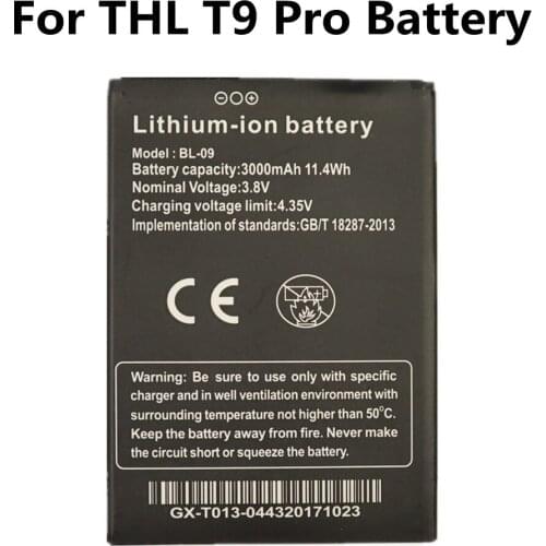100% New BL-09 Battery For THL T9 Pro 3000mAh Mobile Phones Smartphone Replacement Bateria