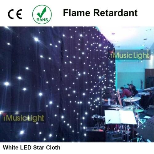 2.5mx4.5m LED Stage Drape Starry Sky Cloth Starlit Curtain Backdrop Background Screen Flame Retarded DMX Controller Star Light