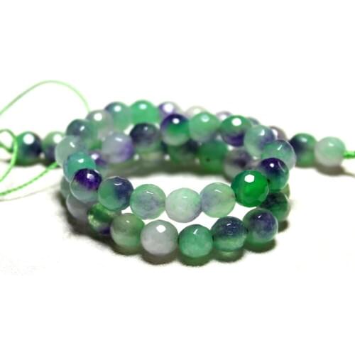 Wholesale 8 mm Faceted Purple Green Natural Round Stone Loose Beads For Jewelry Making DIY Bracelet Necklace Strand 15