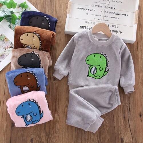 Autumn Winter Flannel Pajamas Newborn Clothes Baby Boy Clothes Set For Girls Clothing Toddler Plush Suit Casual Kids Homewear