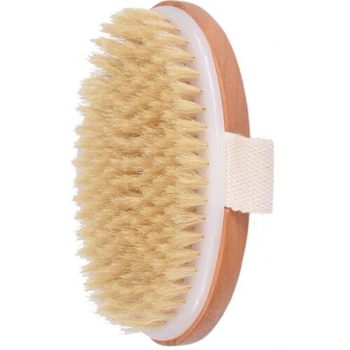 Oval Natual Wooden Bristle Body Brush Massager Soft Wash Brushes Bath Shower Back Spa Scrubber for women A216113