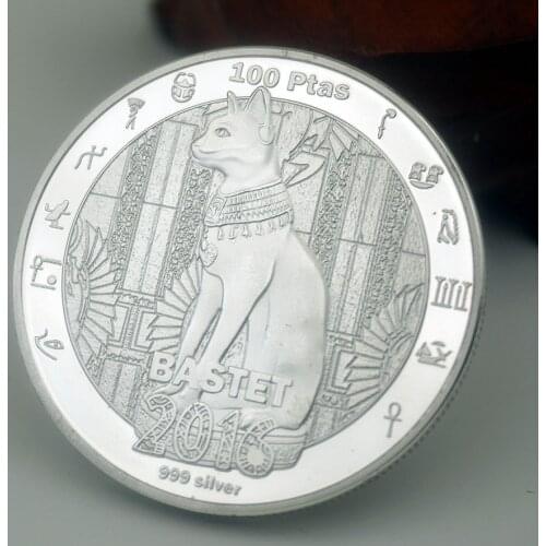 2016 Egyptian Mythology Cat God Bastet Coin Silver Plated Commemorative Coins Home Decor