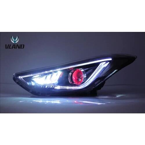 VLAND Headlight Assembly Fit for 2011-2016 Hyundai Elantra 2013-2014 Elantra Coupe, LED Headlamp Assembly with DRL Sequential
