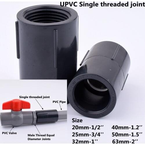 2~10Pcs 20-63mm Hi-Quality UPVC Single Side Internal Thread Direct Garden Irrigation Industry Connector Aquarium Adapte