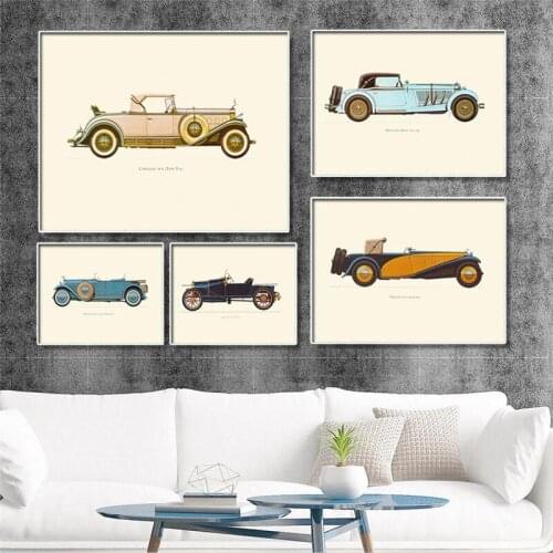 American Colorful Retro Classic Car Poster Canvas Paintings Wall Picture Poster and Print Pictures Home Living Room Decoration