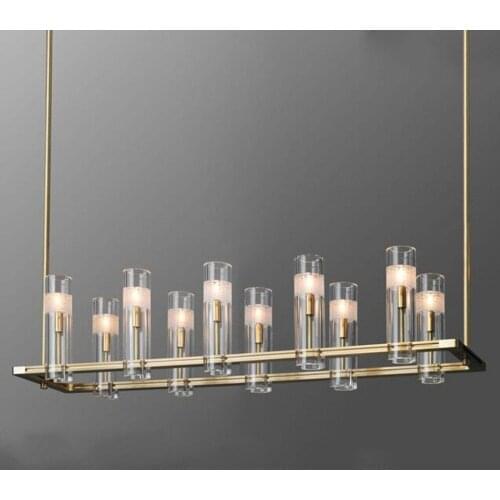 Postmodern Simple LED Chandelier Luxury Brass Villa Hall decor Lighting Living Room Bar table Dining room glass E14 Hanging lamp