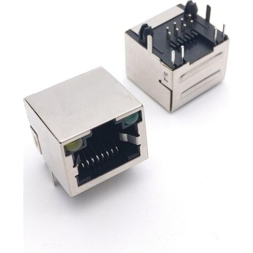 RJ45 network socket female 56 + LED / shielded / no shrapnel horizontal curved plug light