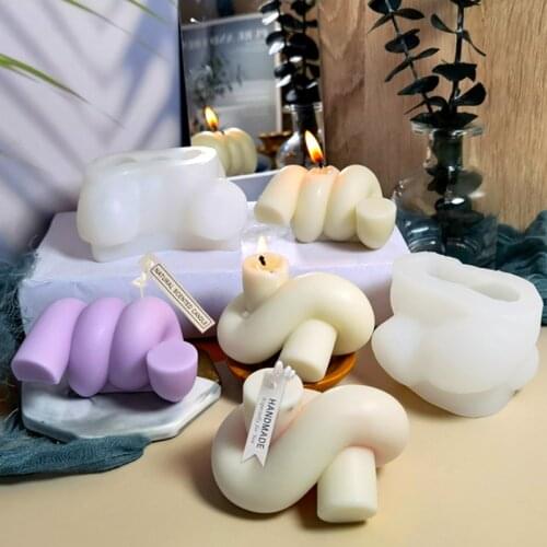 DIY Coil Knot Rope Scented Candle Silicone Mold Bake Chocolate Mousse Cookies Molds Candle Making Supplies Resin Mould Soap Form