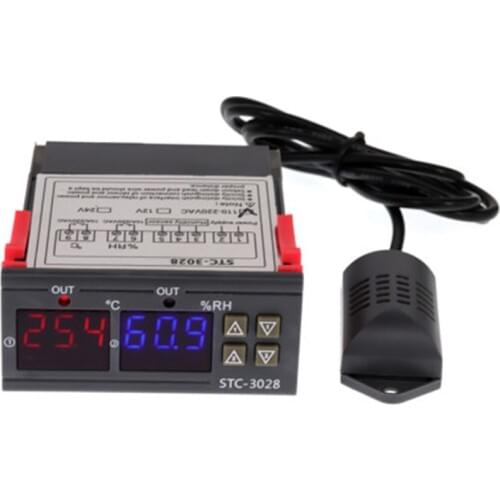 STC-3028 Digital Temperature Humidity Controller Home Fridge Thermostat Humidistat Thermometer Hygrometer Control Switch DC 24V