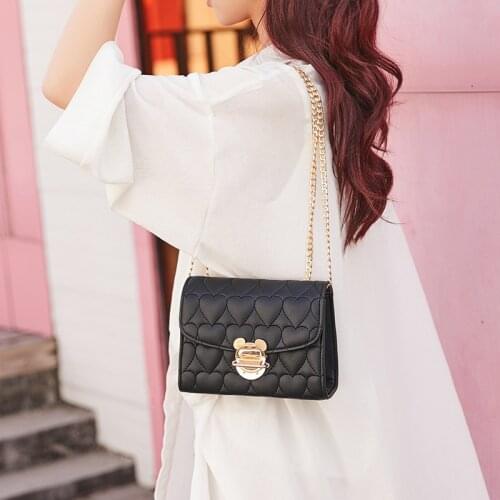 Disneys new wild messenger bag diamond embroidered ladies bag cute Mickey cartoon lock mobile phone bag Parent-child package