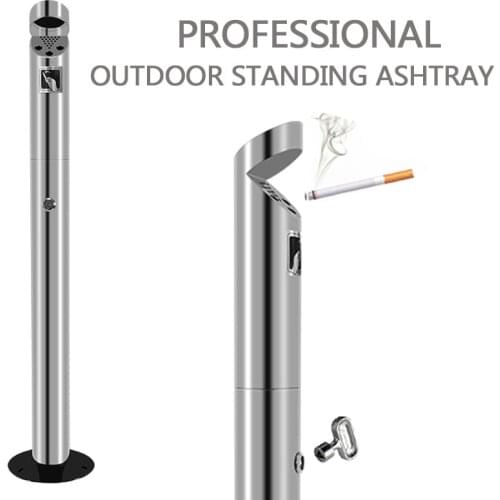 Outdoor Stainless Steel Standing Ashtray Cigarette Ash Bin Thicken Stand up Windproof Ashtray Creative smokeless metal ashtrays