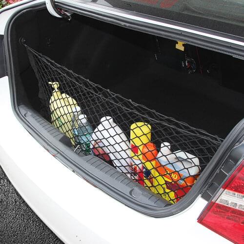 Car Rear Trunk Cargo Mesh Net Universal Storage Bag Adjustable Elastic Organizer SUV Interior Hiking Accessories