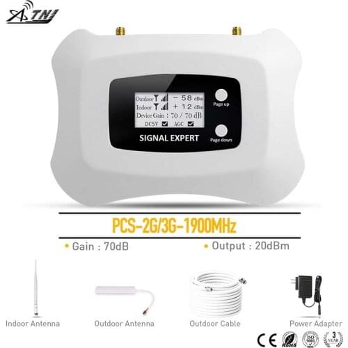 Top quality! Smart 2g 3g repeater with LCD,1900mhz mobile signal booster 2G Cell phone Amplifier kit using for home apartment
