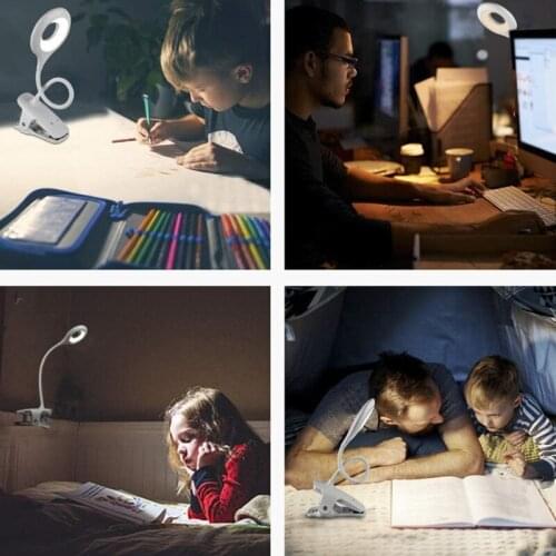 Clip On Reading Light 28 LED Rechargeable Book Light with 3 Color x 3 Brightness Eye Protection Kids Touch Desk Lamp
