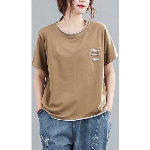 100% Cotton Women Summer Casual T-shirts New Arrival 2021 Fashion Simple Style O-neck Solid Color Loose Female Tops Tees S3545