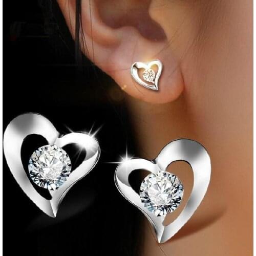 Everoyal Vintage Zircon Heart Stud Earrings For Female Jewelry Fashion Sterling Silver 925 Women Wedding Party Accessories Women