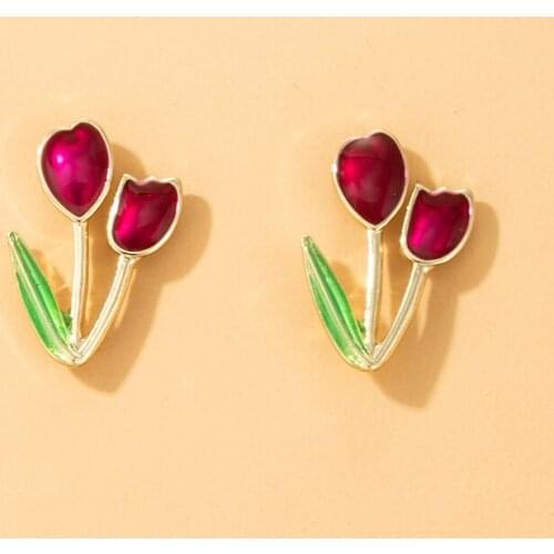 HuangTang Boho Colorful Flower Stud Earrings for Women Cute Floral Young Trees Earrings Party Jewelry Gift Accessories 17613
