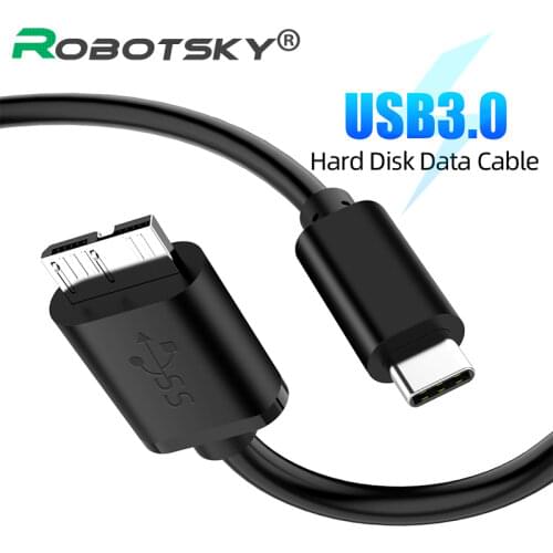 0.5m/1m Type-C to USB-B Cable Micro USB Male To Male Connector Charging USB3.0 Data Cable for Computer Hard Drive Smartphone PC