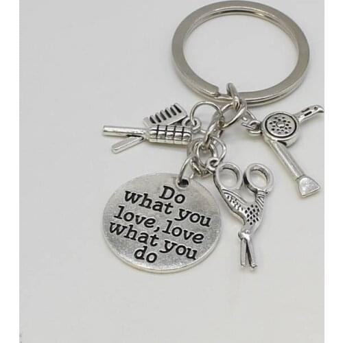 1 piece do your favorite thing barber key ring comb scissors hair dryer key ring hipster jewelry barber gift