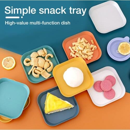 1PC Nordic Flexible Square Plate PP Tableware Dishware Kids Adult Spit Plate Fruit Dessert Dish Home Kitchen Dining Garbage Item