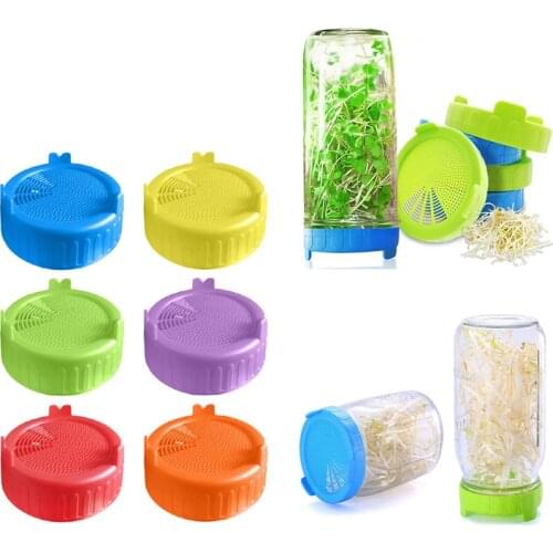 1PC Sprouting Lid Food Grade Mesh Sprout Cover Kit Seed Growing Germination Vegetable Silicone Sealing Ring Lid