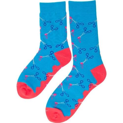 100% combed cotton Customized electrocardiogram jacquard health socks Multiple color adult size socks Green sickle socks