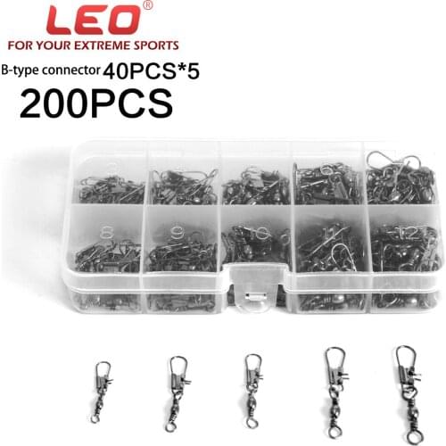200pcs/box Leo Fishing Connectors Pin 27563 Bearing Rolling Swivel Snap Pins 5# 7# 9# 11# 13# Fishing Accessories Pesca