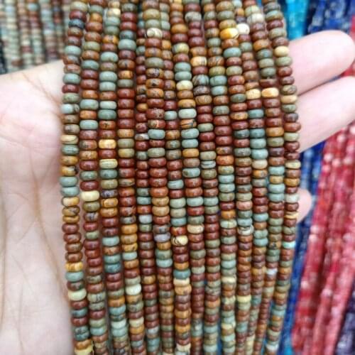 2x4mm Genuine Natural Red Line Turquoises Stone Beads DIY Loose Spacer Abacus Red Picasso Stone Heishi Beads For Jewelry Making