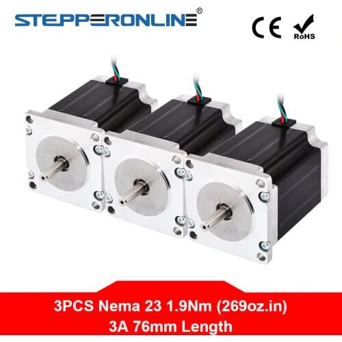 3PC Nema 23 Stepper Motor 57 Motor 1.9Nm(269oz.in) 3A 76mm Nema23 Step Motor 4-lead for CNC Milling Machine