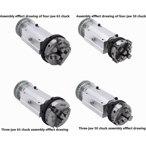 50 Four-jaw / 63 Three-jaw chuck spindle assembly mini lathe woodworking beads machine spindle assembly DIY lathe / bead machin