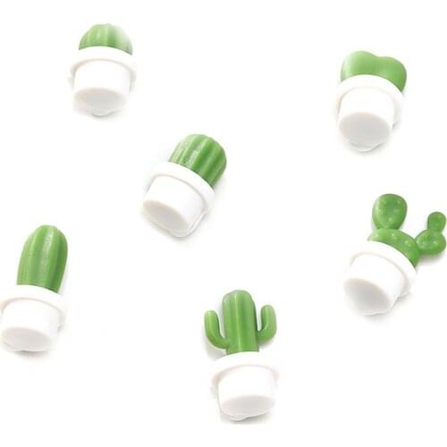 50% Hot Sale 6Pcs Fridge Magnets Cute Plants Shape Sticker Kitchen Cactus Magnet Button Fridge Accessories
