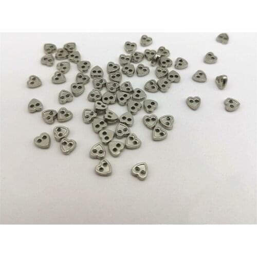 50pcs 4mm Metal Heart 2 Holes Mini Doll Buttons Tiny For DIY Crafts Scrapbooking Sewing Accessories