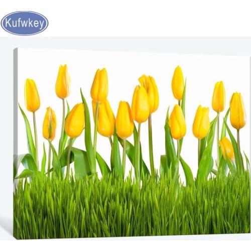 Yellow tulip diy diamond painting cross stitch Full Exposition 5D picture round square drill diamond mosaic embroidery flower 3d