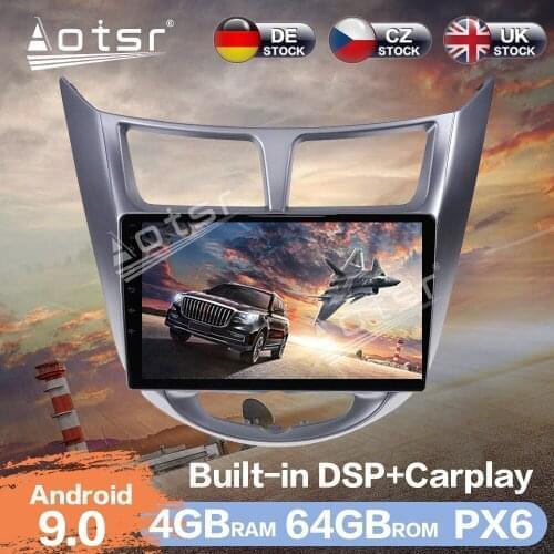 Aotsr 9" Android 9.0 4+64G Car Radio Player GPS Navigation DSP Car Auto Stereo Video HD Multimedia For Hyundai solaris 2010-2016