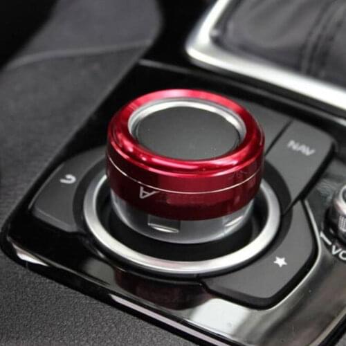 BBQ@FUKA Red/Blue Car Gear Shift Panel Button+ AC Button Ring Cover Trim Fit For Mazda 3 Axela 2014-17