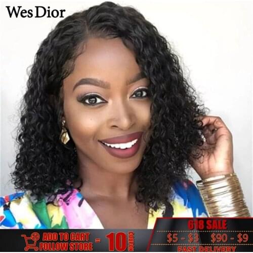 Brazilian Kinky Curly Short Bob Wig With Baby Hair Pre-Plucked 13x4 Lace Front Human Hair Wigs For Women 4x4 Curly Bob Wigs Remy