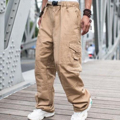 Cargo Pants Loose Baggy Trousers Streetwear Men Wide Leg Hip Hop Pants Men Casual Cotton Harem