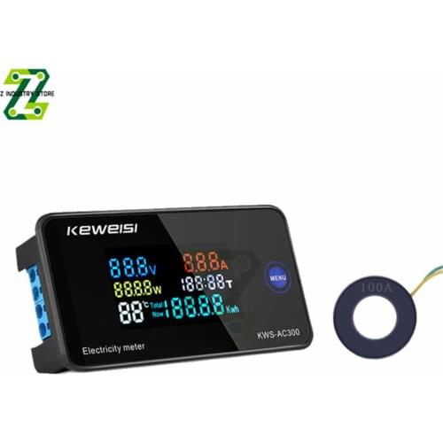 AC50-300V 10A 100A LED Digital Voltage Current Capacity Tester Electric Meter With External Switching/Closed Transformer