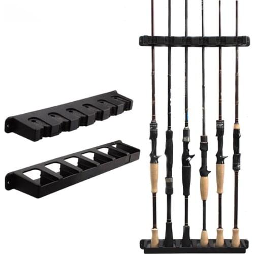 Fishing Rod Holders 6-Rod Rack Vertical Pole Holder Wall Mount Modular For Garage Fishing Pole Display Stand Fixed Frame