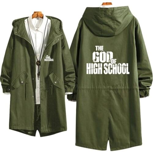 Long Coat The God of High School Cosplay Hoodie Role Luminous Print Zipper Winter Warm Tooling Thick Jacket Overcoat