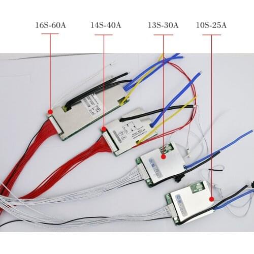 E-bike Battery Protection Board 3.7V Cell 10S36V25A/13S48V30A /14S52V40A /16S60V60A Lithium Battery BMS With ON/OFF Switch