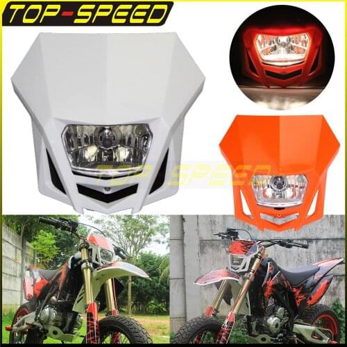 White Motorcycle Headlight Fairing 2V 35/35W Head Lights Fairing Dirt Bike or Kawasaki KLX KX Honda CR CRF EXC
