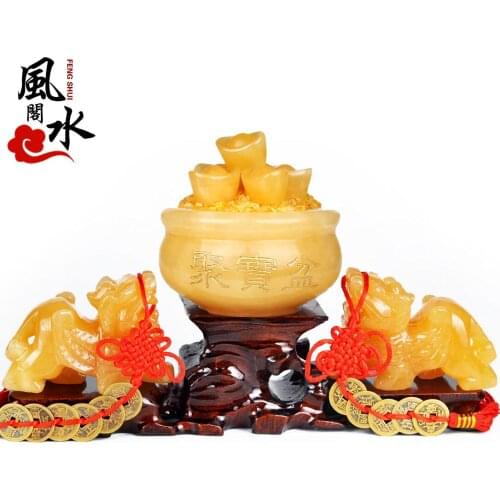 Ge cornucopia jade ornaments gold brave a pair of male and female enrichment array seven array Home Furnishing Decor