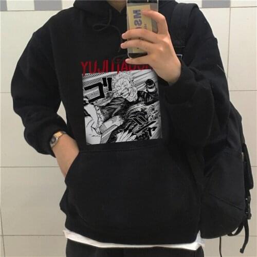 Jujutsu Kaisen Anime Japan Punk Tops Harajuku Hoodie Gojo Satoru Print Chic Cool Streetwear Women Loose Warm Hooded Sweatshirt
