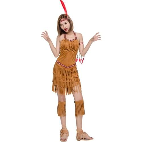 Indian Party Carnival Costume Bonfire Party Cosplay Tassel Primitive Indigenous Costume Anime Cosplay
