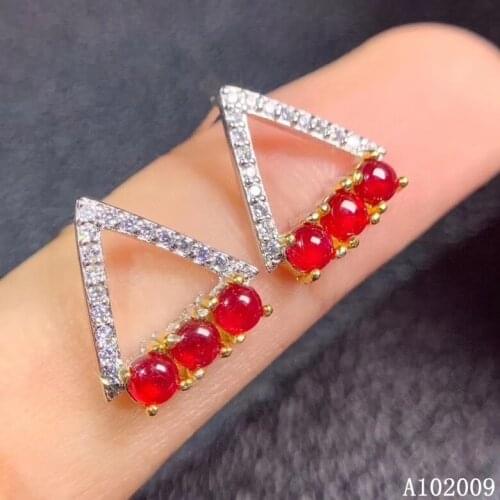KJJEAXCMY 925 sterling silver inlaid natural ruby earrings new luxury ladies ear stud support test