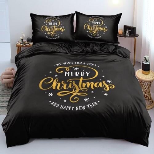 Merry Christmas Bedding sets Bed Linen Duvet cover set XMAS Quilt case Pillowcase 265x230cm King Queen Full Twin Black Beddings