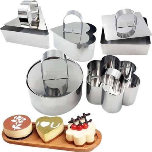 Stainless Steel Cake Mold Cookie Biscuit Eggs Bread Sushi Mould Cutter Baking DIY Molds Tools Plunger Tool Kitchen Accessories